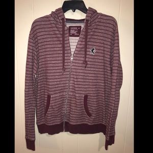 Express Men’s Zip Up Hoodie Red Striped size L